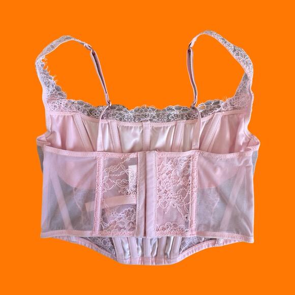 Victoria's Secret Pink Lace Bustier Corset Top NWT Medium Fairy Coquette - Picture 3 of 6